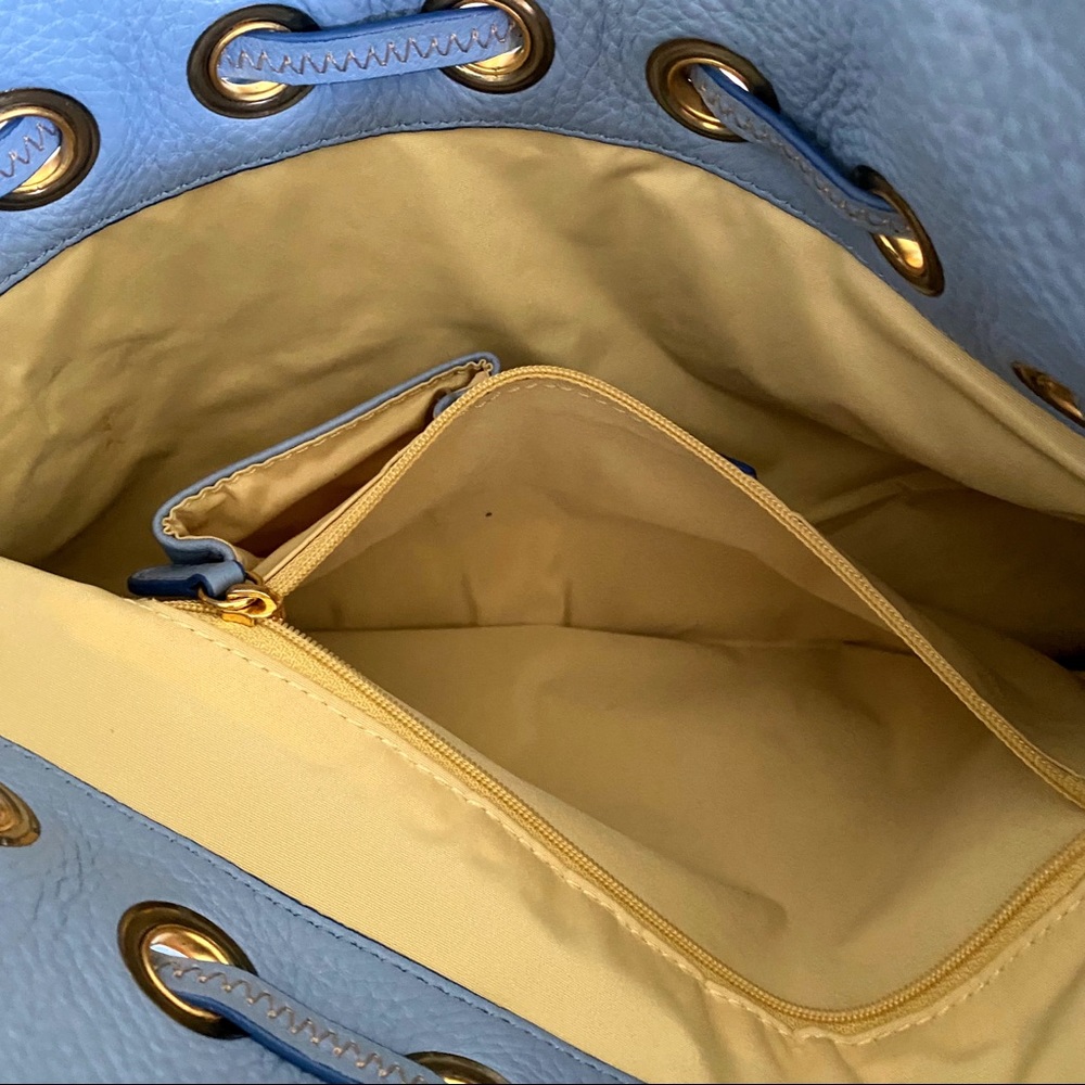 Cole Haan light blue pebble leather hobo bucket single strap crossbody bag - Picture 10 of 10